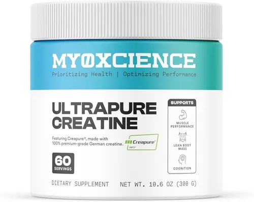 MYOXCIENCE Creapure® Monohidrato de creatina | Respalda la fuerza y la masa muscular, la cognición y la masa corporal magra | Sin sabor 60 porciones