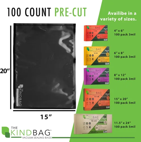 Miniatura 7 de The Kind Bag Bolsas de sellado al vacío para alimentos; grado alimenticio, sin BPA y aptas para congelador; herméticas, sin olor y sin humedad