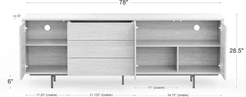 Miniatura 8 de Glenwillow Home Atlas Highboy - Mueble y aparador de TV moderno de 78 x 28 pulgadas, marco de nogal, puerta y cajones de nogal, base negra