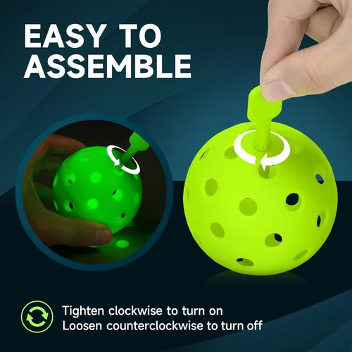 Miniatura 4 de AboveGenius Bolas de pickleball con luz LED, bolas de pickleball que brillan en la oscuridad, alta visibilidad para jugar por la noche, bolas