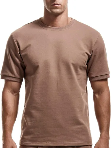 Miniatura 3 de Conjunto de 2 piezas para hombre de verano casual cuello redondo muscular manga corta camisetas y pantalones cortos deportivos de ajuste clásico
