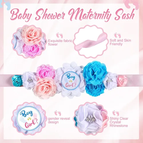 Miniatura 3 de Riceshoot Conjunto de fajín y ramillete de flores de maternidad para niño o niña, decoraciones de revelación de género, para mamá, para ser papá
