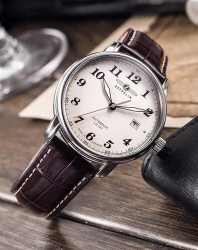 Miniatura 3 de Zeppelin 7684-5 Reloj cronógrafo de cuero marrón para hombre, Negro -, Moderno