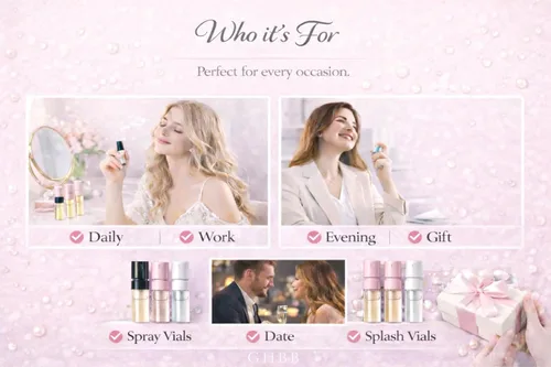 Miniatura 7 de Juego de perfumes de viaje para mujer – 8 mini muestras de fragancias, frascos de perfume portátiles para bolso y viajes