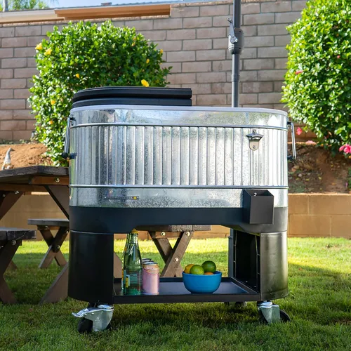Miniatura 2 de Permasteel Enfriador de patio rodante: gran hielera para exteriores con ruedas, enfriador de bebidas para patio trasero, barbacoa, portón trasero