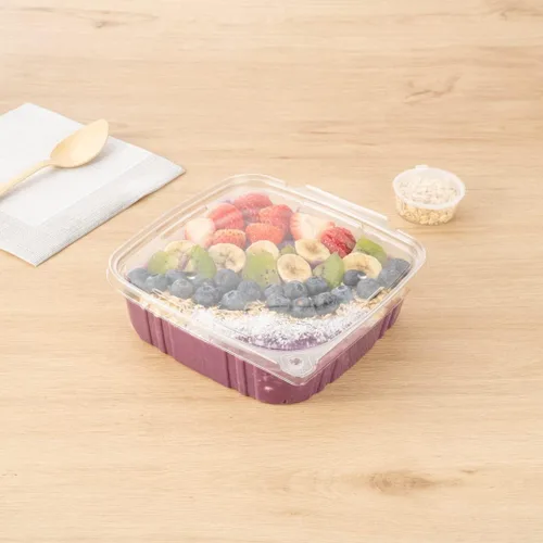 Miniatura 4 de Restaurantware Tamper Tek - Contenedores para llevar de 48 onzas, 100 recipientes a prueba de manipulaciones, tapa con bisagras, recipientes