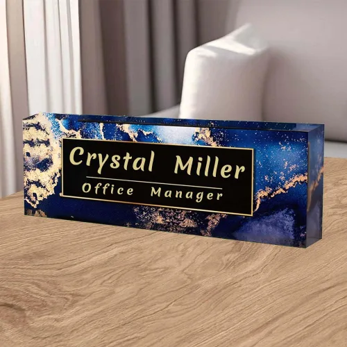 Placa de nombre personalizada para escritorio de oficina, placas personalizadas para escritorios sobre cristal acrílico, placa de nombre decorativa,