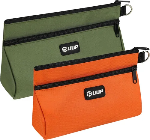 Miniatura 9 de Bolsa de herramientas pequeña de 12 pulgadas, paquete de 2 unidades, bolsa de herramientas con cremallera, 2 compartimentos, bolsa de herramientas