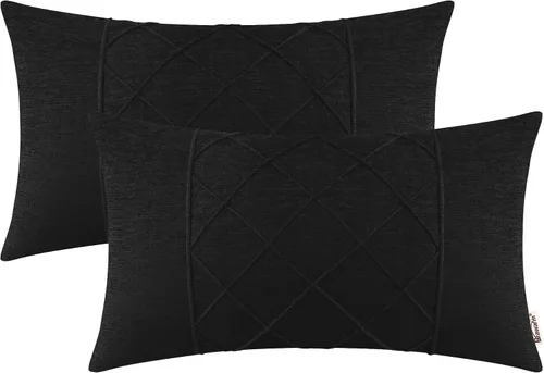 Miniatura 84 de BRAWARM Fundas de almohada 40x40 cm - Paquete de 2 fundas de almohada de chenilla negra, fundas de almohada de chenilla suave teñida sólida