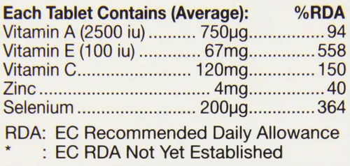 Miniatura 6 de Health Aid Selenio Plus (Vitaminas A, C, E y Zinc) 60 Tabletas