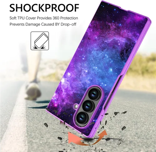 Miniatura 6 de GUAGUA Funda para Samsung Galaxy Z Fold 7, brilla en la oscuridad, linda nebulosa espacial noctilucente, luminosa, delgada, protectora a prueba
