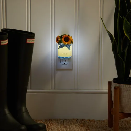 Miniatura 3 de Yankee Candle Difusor ScentPlug de girasoles, ramo de girasol iluminado, función de luz LED, diseño de tarro Mason