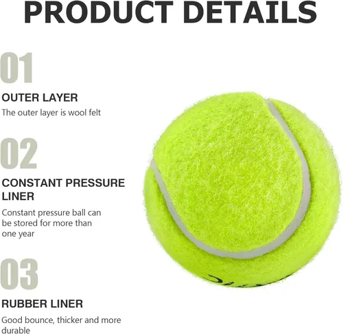 Miniatura 3 de SPORTIC Pelotas de tenis, pelota de tenis presurizada de fieltro de servicio con bolsa de malla para 12 o 36 piezas, pelotas de tenis