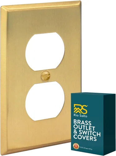 Miniatura 44 de Rio Salto BRASS - Cubierta de pared de metal dorado para toma de corriente o interruptor de luz, placa de pared resistente a la corrosión, cubierta