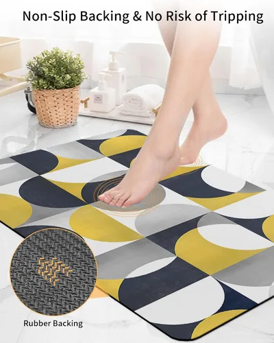 Miniatura 4 de Tapete de baño moderno amarillo para bañera, antideslizante, de secado rápido y absorbente, tierra de diatomeas, fregadero, cocina, sala de estar