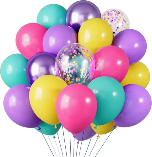 Miniatura 38 de RUBFAC 65 piezas de globos de 12 pulgadas, kit de globos rojos, negros y blancos con confeti y cintas para cumpleaños, bodas, baby shower, Negro