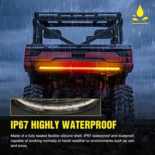 Miniatura 7 de Nilight - Tira de luz LED para plataforma trasera de 30 pulgadas de UTV, 204 LED, luces de freno ámbar, luces intermitentes rojas, compatible