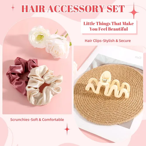 Miniatura 5 de Regalos de cumpleaños para mujeres – Caja de regalo personalizada con inicial con taza de vidrio con monograma, coleteros para el cabello y clip