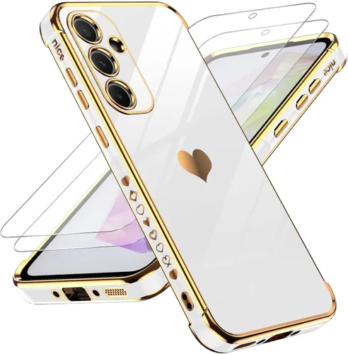 Miniatura 101 de LeYi for Moto G 5G 2025 Case: with Tempered Glass Screen Protector [2 Pcs]+ Full Camera Lens Protection,Love Heart Plating Cute Luxury Soft TPU