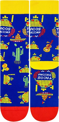 Miniatura 6 de Calcetines para hamburguesa Pixel Taco Alien Pizza Hamburguesa divertido novedad patrón de alimentos Crew Party calcetines regalo