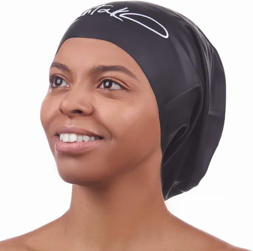 Miniatura 15 de Gorra de natación grande para cabello largo - Gorra de natación impermeable y duradera de silicona para trenzas, rastas, cabello ondulado, peinados