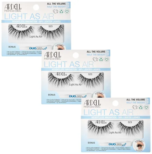 ARDELL Light As Air 523, más un adhesivo DUO Bono, 0.04 oz transparente (paquete de 3)