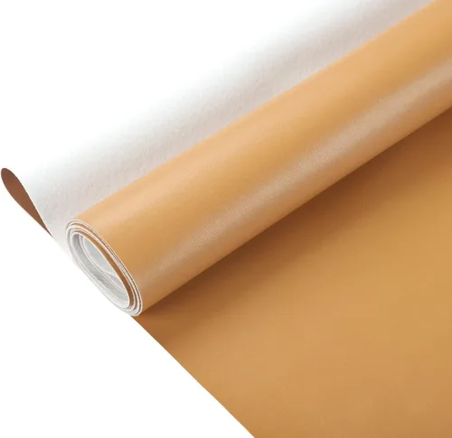 Miniatura 3 de Picheng Hojas de cuero sintético de vinilo: tela de piel sintética suave marrón claro, impermeable, 54 x 36 pulgadas, tapicería de vinilo suave