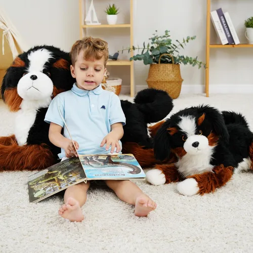 Miniatura 3 de Animal de peluche con peso, cachorro de peluche suave, perro de montaña de Berna, regalo de juguete para niños y adultos, 4.5 libras, 25 pulgadas