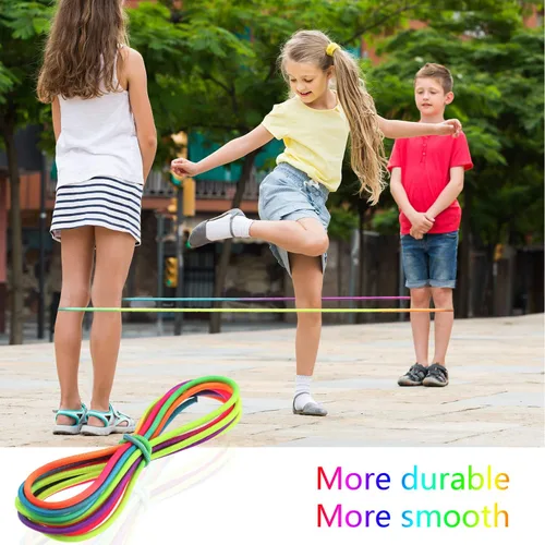 Miniatura 2 de Gejoy 5 piezas de cuerdas de salto chinas coloridas cuerda elástica de goma giratoria juego de fitness para jugar al aire libre en interiores