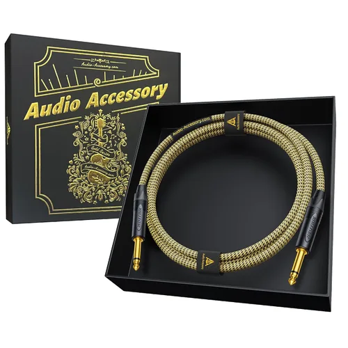 Miniatura 25 de Cable de guitarra de 1.5 pies, paquete de 2 unidades, nailon trenzado anti-torceduras reforzado con Kevlar, conector Neutrik REAN, calibre 20
