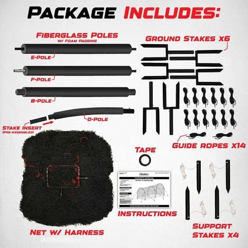 Miniatura 8 de Heater Sports Xtender - Red y marco de jaula de bateo de béisbol y softbol de 30 pies (máquina no incluida), marco de fibra de vidrio duradero y red