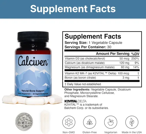 Miniatura 6 de Calciven - Suplemento Natural para el Apoyo Óseo - Sin GMO, Sin Gluten