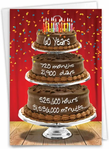 Miniatura 11 de NobleWorks - Tarjeta de cumpleaños número 60 con sobre - Divertida tarjeta de notas para niños de 60 años, felicitaciones de papelería - Ecuación
