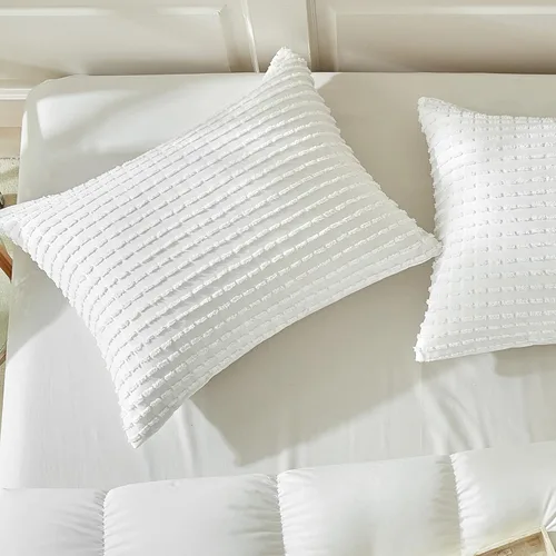 Miniatura 10 de WARMDERN - Fundas de almohada beige tamaño queen, fundas de almohada estándar, juego de 6 fundas de almohada de microfibra suave, textura boho