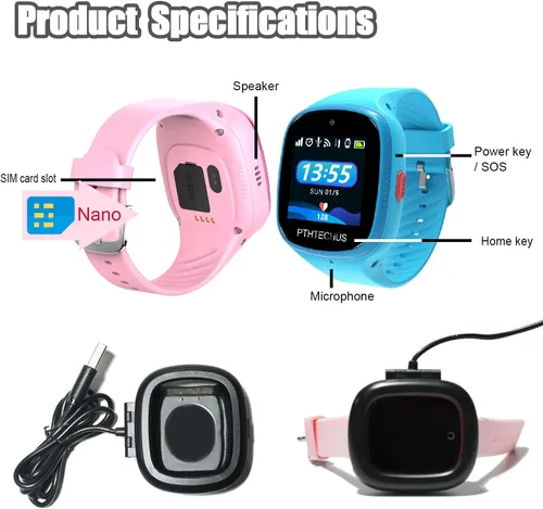 Miniatura 7 de PTHTECHUS Reloj inteligente 4G para niños, reloj inteligente para niños con WiFi, diario, mensajes de voz y videollamadas, ubicación GPS, modo