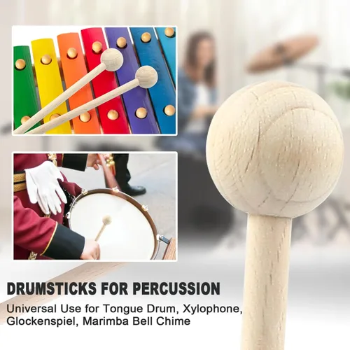 Miniatura 5 de Luomorgo 2 mazos de xilófono de madera, mazos Glockenspiel, paletas de percusión, baquetas de 8 pulgadas para campana, carillón, mazos de tambor