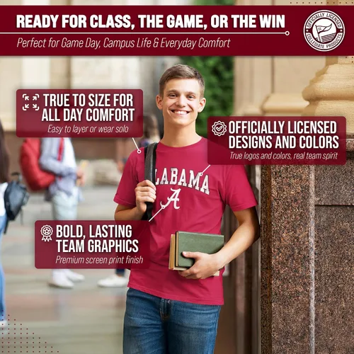 Miniatura 5 de Campus Colors NCAA - Camiseta de algodón para adulto, unisex, para el día del juego Camiseta con licencia oficial de la NCAA, algodón hilado