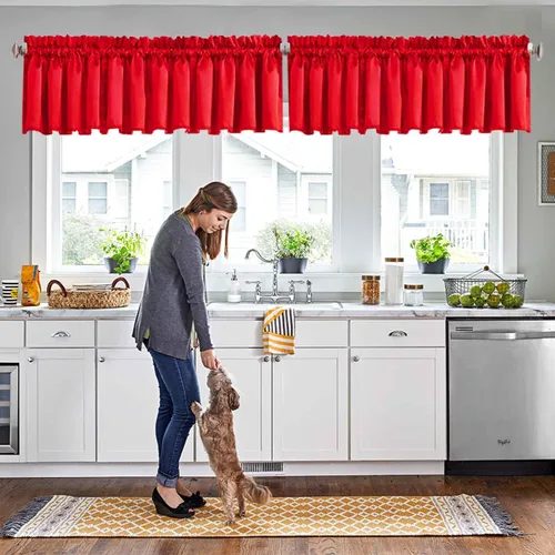 Miniatura 8 de Cortinas de cocina negras Ladity - 2 paneles de cortinas cortas opacas, 36 pulgadas, privacidad, niveles de café, cortinas de granja para ventana