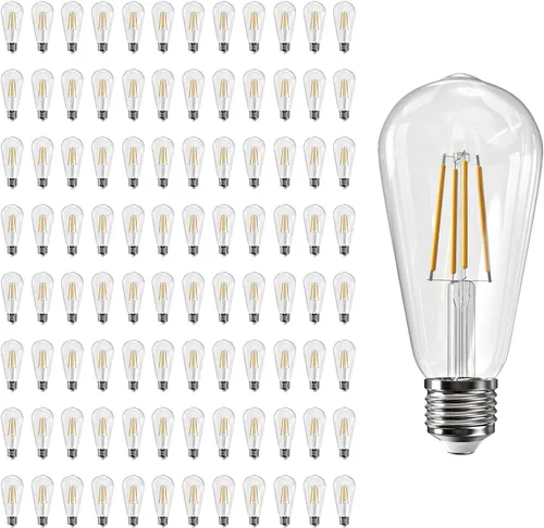 Miniatura 29 de Jensense Bombillas LED Edison E26, 60 vatios equivalentes, bombillas regulables, 2300 K, luz blanca cálida (cristal ámbar), estilo vintage