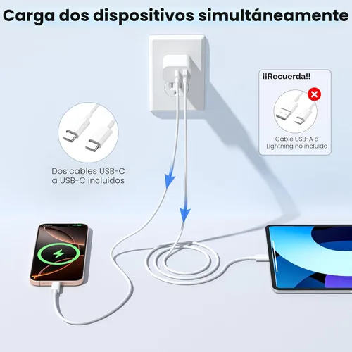 Miniatura 6 de Cargador para iPhone 17 16 15 Carga Rápida, Bloque de Cargador de Pared USB C de 20W con Cable Tipo C a C de 6 pies para Apple iPhone 17/17 Pro/17