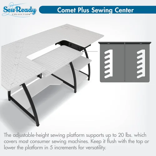 Miniatura 6 de Sew Ready Comet Plus - Mesa de costura artesanal, 56.75 x 23.5 pulgadas, tamaño total de plataforma con rejilla de corte de tela precisa y cajón
