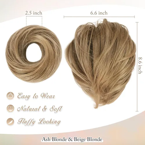 Miniatura 2 de BARSDAR Extensiones de Moño de Cabello Liso - Extensiones de Moño de Cola de Caballo Corta y Lisa para Mujeres, Coleteros de Moño de Cabello