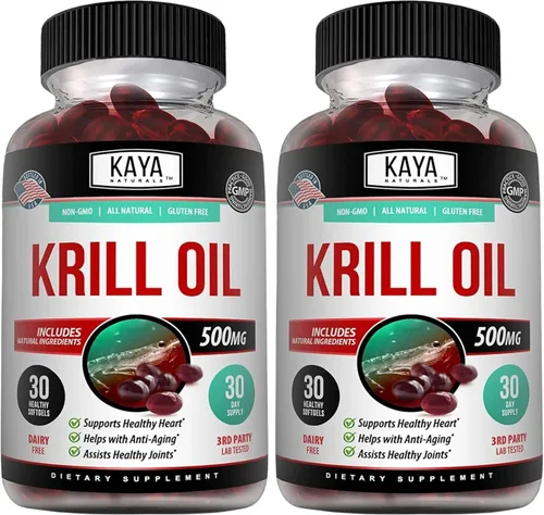Miniatura 12 de Kaya Naturals - Aceite de krill antártico de 500 mg con Omega 3, EPA, DHA, fosfolípidos y suplemento de astaxantina - Vitamina para el cerebro