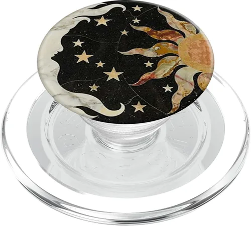 Miniatura 8 de PopSockets PopGrip: agarre intercambiable para teléfonos y tabletas PopSockets estándar PopGrip negro Vintage Moon, Sun and