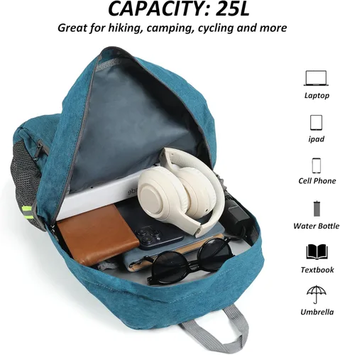 Miniatura 6 de Mochila de senderismo pequeña, 25 L, ultraligera, plegable, mochila de camping, mochila de viaje transpirable, mochila de senderismo para hombres