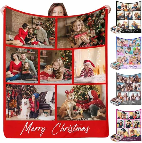 Miniatura 15 de InterestPrint Manta personalizada con texto fotográfico, 9 fotos, Best Dog Ever - Manta personalizada de franela polar para cumpleaños familiar, se