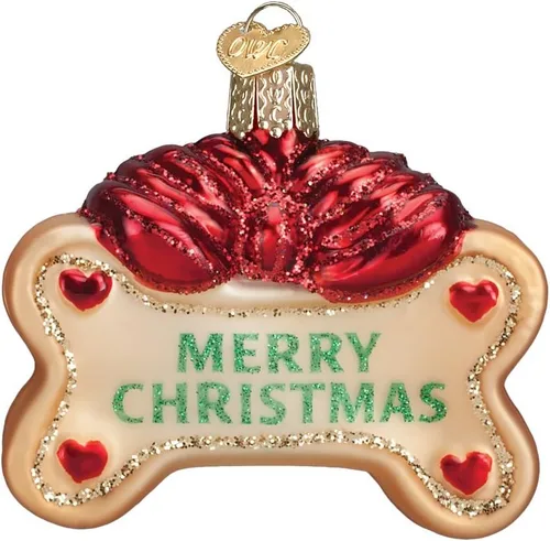 Miniatura 7 de Old World Christmas Adorno soplado de vidrio con estampado de patas para árbol de Navidad, decoración navideña hecha a mano, colección de mascotas