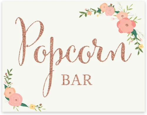 Miniatura 88 de Andaz Press Letreros de fiesta de boda, purpurina de oro rosa sintético con flores, 8.5 x 11 pulgadas, resalta tu versículo bíblico favorito