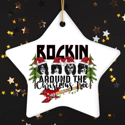 Miniatura 18 de Adornos navideños de moda con temática de cultura pop, películas y música - Huele a espíritu navideño Rock and Roll Adorno (Estrella)