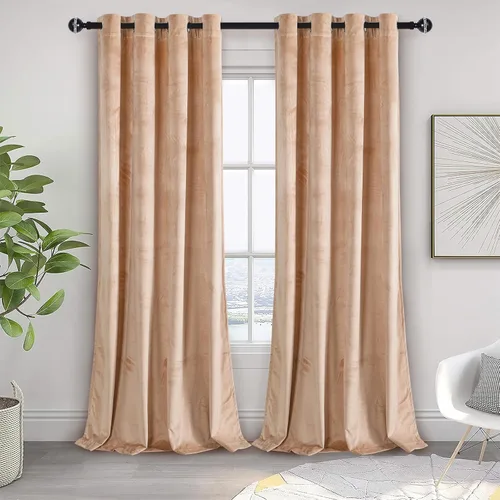 Miniatura 126 de JIUZHEN - Cortinas de terciopelo gris de 63 pulgadas opacas para sala de estar - Cortinas gruesas de terciopelo con ojales para ventana